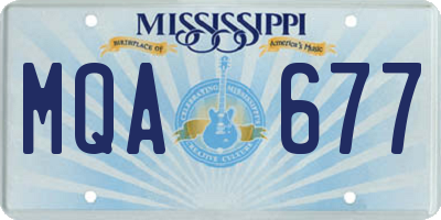 MS license plate MQA677
