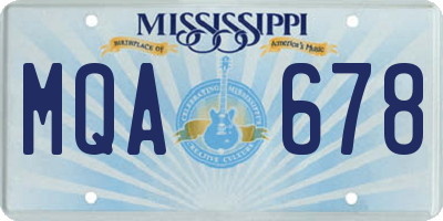 MS license plate MQA678