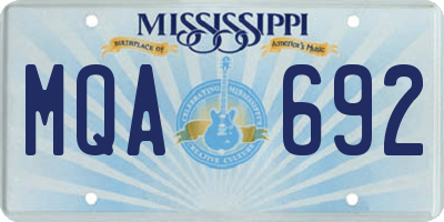 MS license plate MQA692
