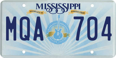 MS license plate MQA704