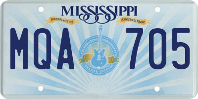 MS license plate MQA705