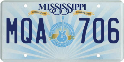 MS license plate MQA706