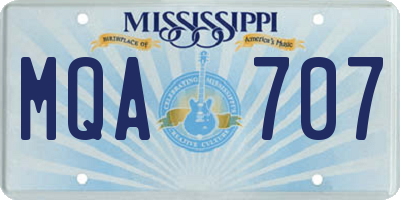 MS license plate MQA707