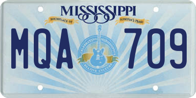 MS license plate MQA709
