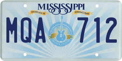 MS license plate MQA712