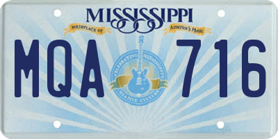 MS license plate MQA716