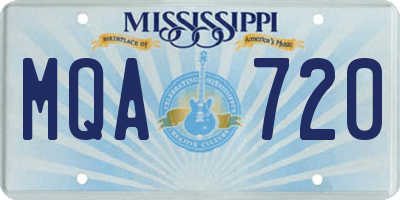 MS license plate MQA720