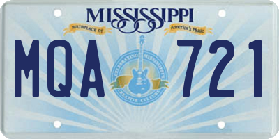 MS license plate MQA721