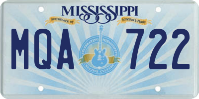 MS license plate MQA722
