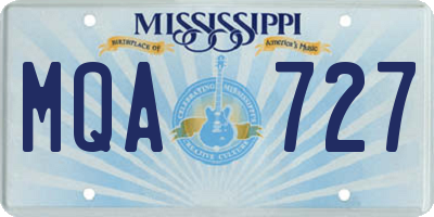 MS license plate MQA727