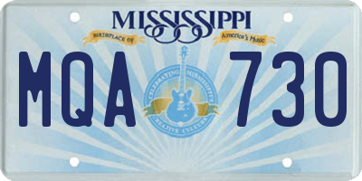 MS license plate MQA730
