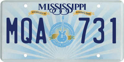 MS license plate MQA731