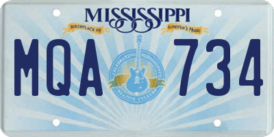 MS license plate MQA734