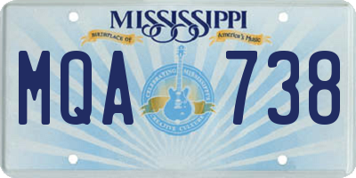 MS license plate MQA738