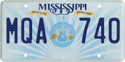 MS license plate MQA740