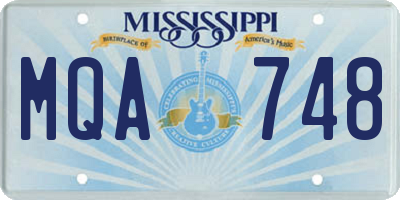 MS license plate MQA748