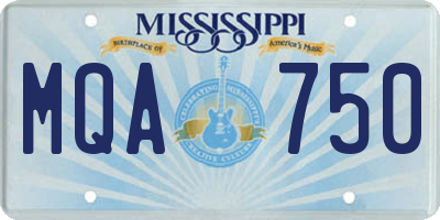 MS license plate MQA750