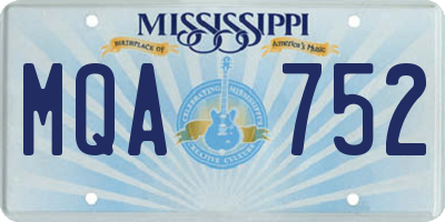 MS license plate MQA752