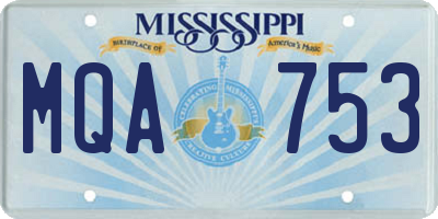 MS license plate MQA753