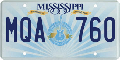 MS license plate MQA760