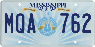 MS license plate MQA762