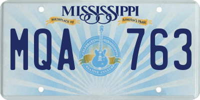MS license plate MQA763
