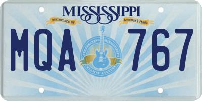MS license plate MQA767