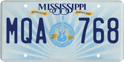 MS license plate MQA768
