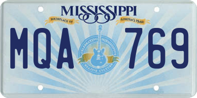 MS license plate MQA769