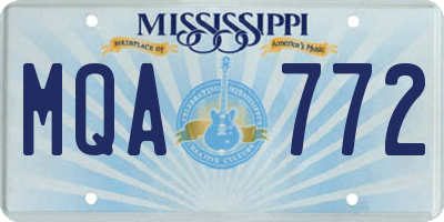 MS license plate MQA772