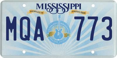MS license plate MQA773