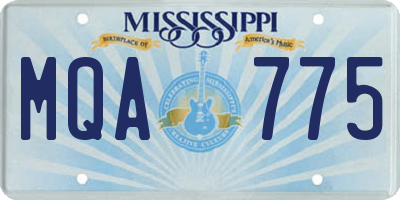 MS license plate MQA775