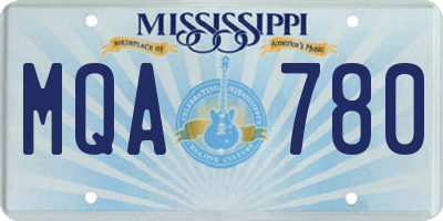 MS license plate MQA780