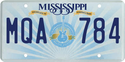 MS license plate MQA784