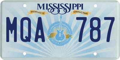 MS license plate MQA787