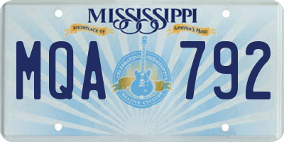 MS license plate MQA792