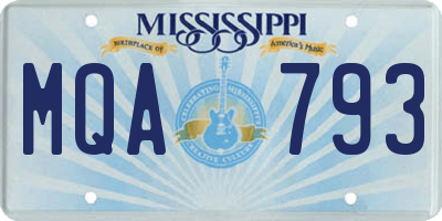 MS license plate MQA793