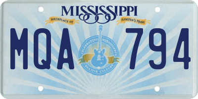 MS license plate MQA794