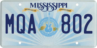 MS license plate MQA802