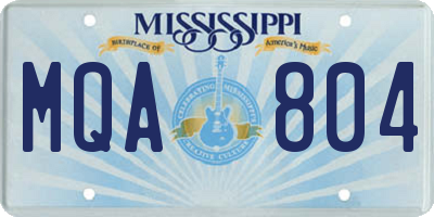 MS license plate MQA804