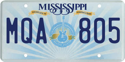 MS license plate MQA805