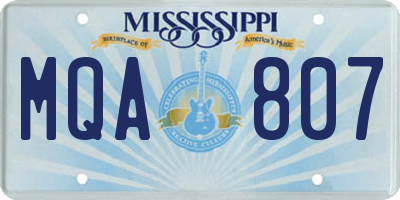 MS license plate MQA807