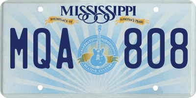 MS license plate MQA808