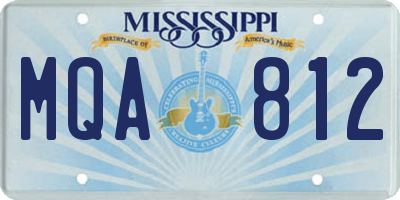 MS license plate MQA812