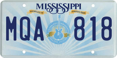 MS license plate MQA818