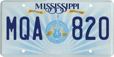 MS license plate MQA820
