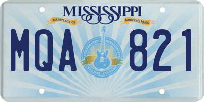 MS license plate MQA821