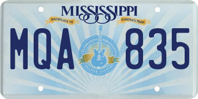 MS license plate MQA835