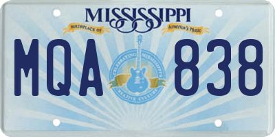 MS license plate MQA838