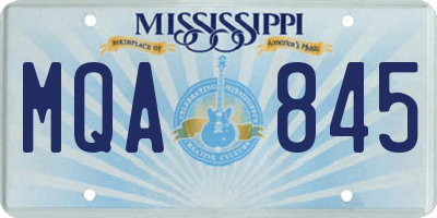 MS license plate MQA845